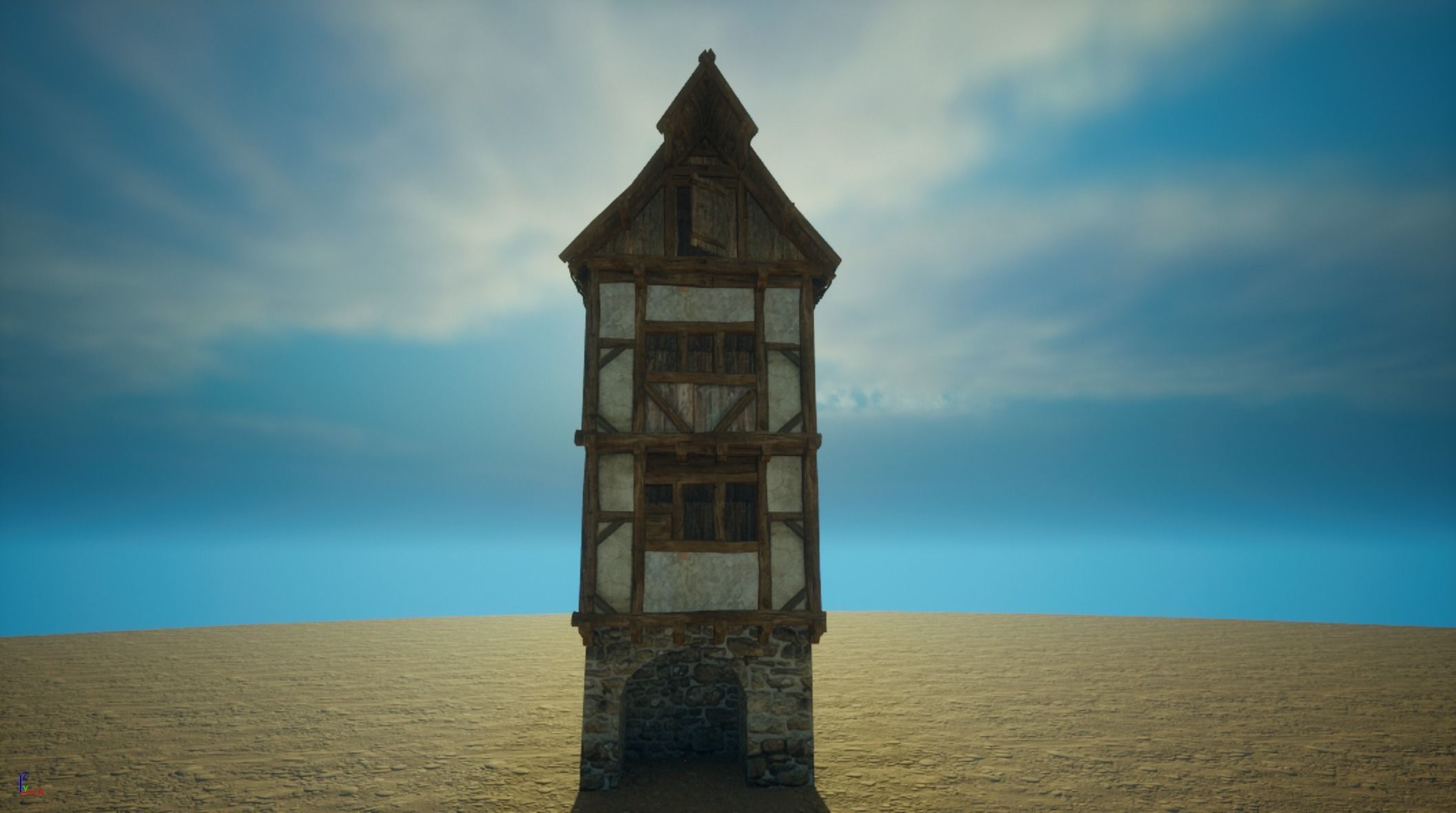 Medieval House9 - exterior design Low-poly 3D model_4