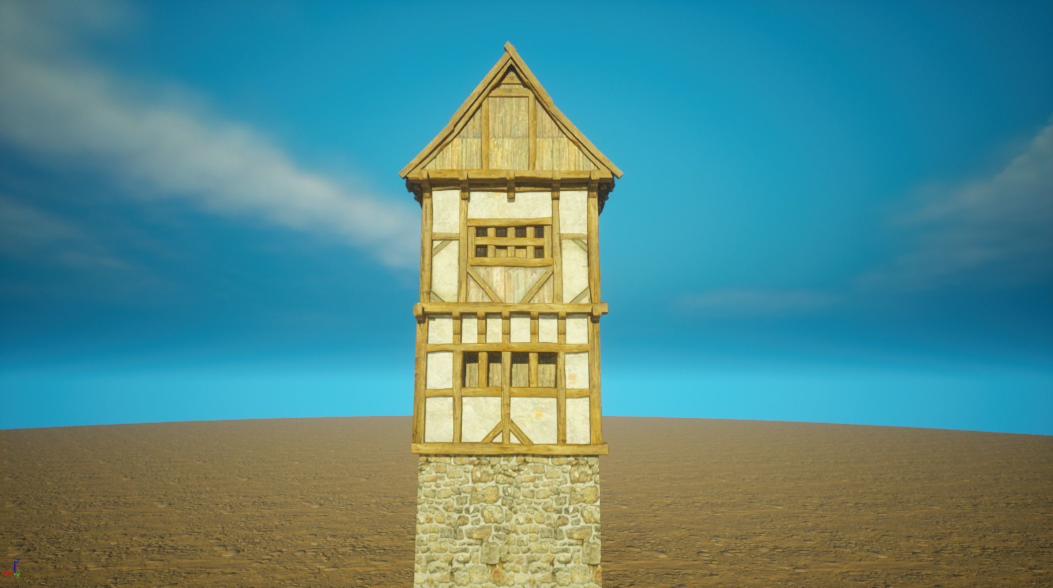 Medieval House9 - exterior design Low-poly 3D model_2