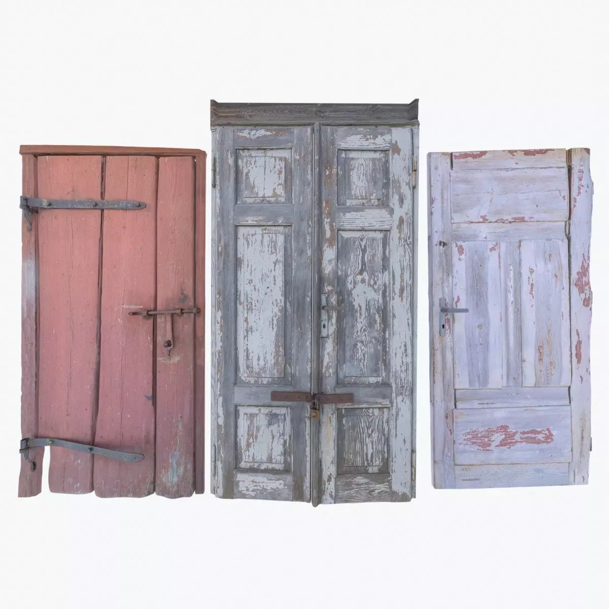 3D exterior rural door Collection Low-poly 3D model_0