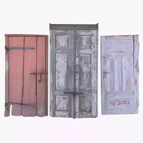 3D exterior rural door Collection Low-poly 3D model