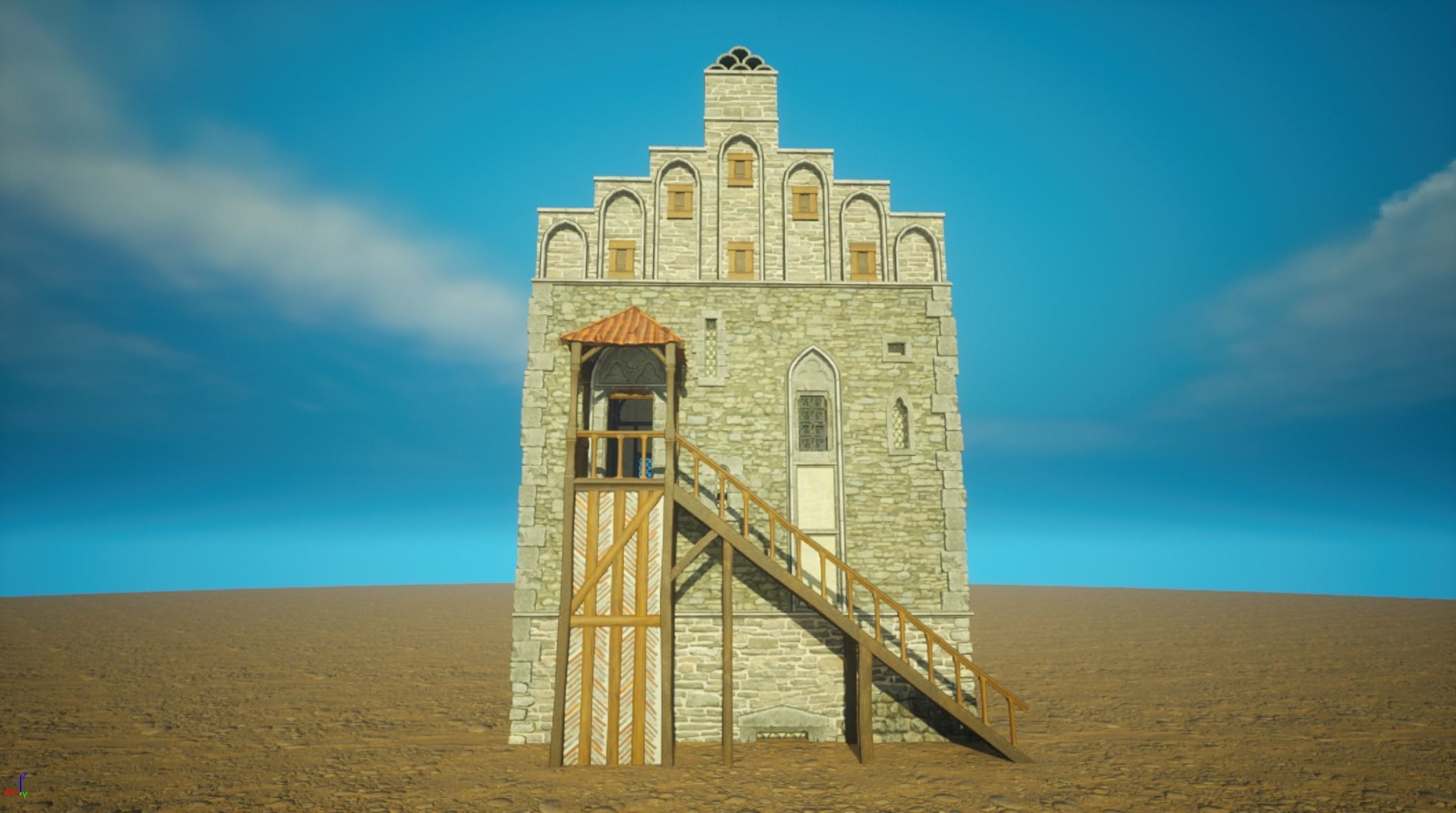 Medieval old House10-interior and exterior design Low-poly 3D model_1