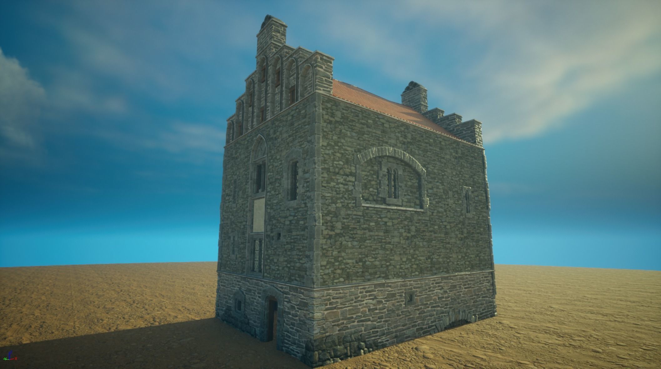 Medieval old House10-interior and exterior design Low-poly 3D model_5