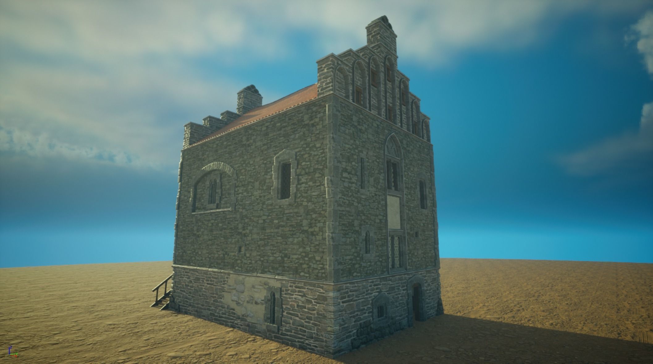 Medieval old House10-interior and exterior design Low-poly 3D model_3