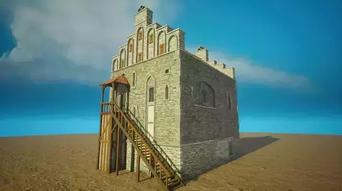 Medieval old House10-interior and exterior design Low-poly 3D model