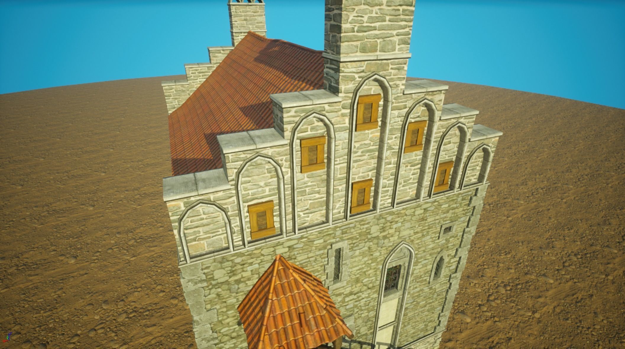 Medieval old House10-interior and exterior design Low-poly 3D model_9