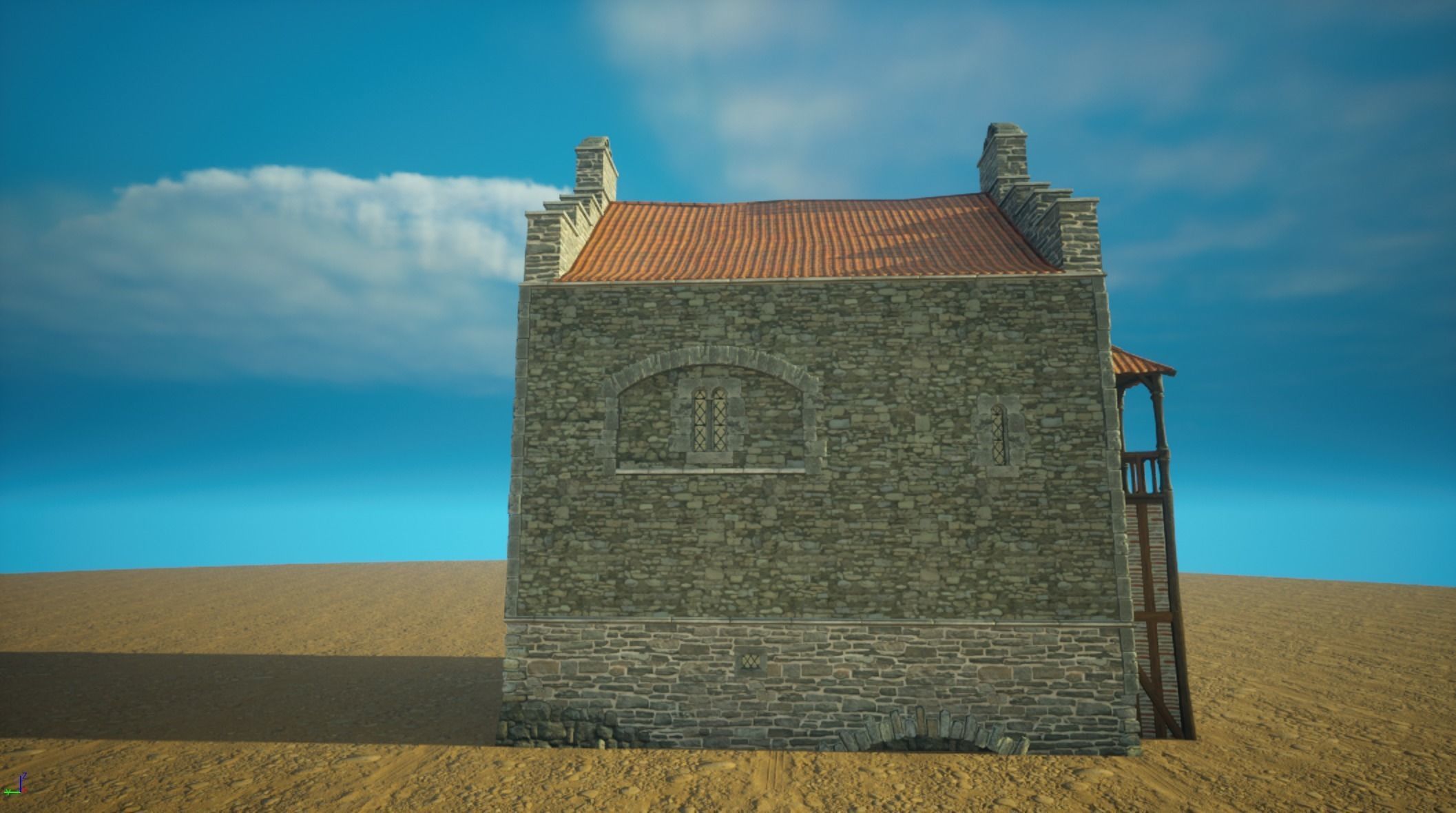 Medieval old House10-interior and exterior design Low-poly 3D model_6