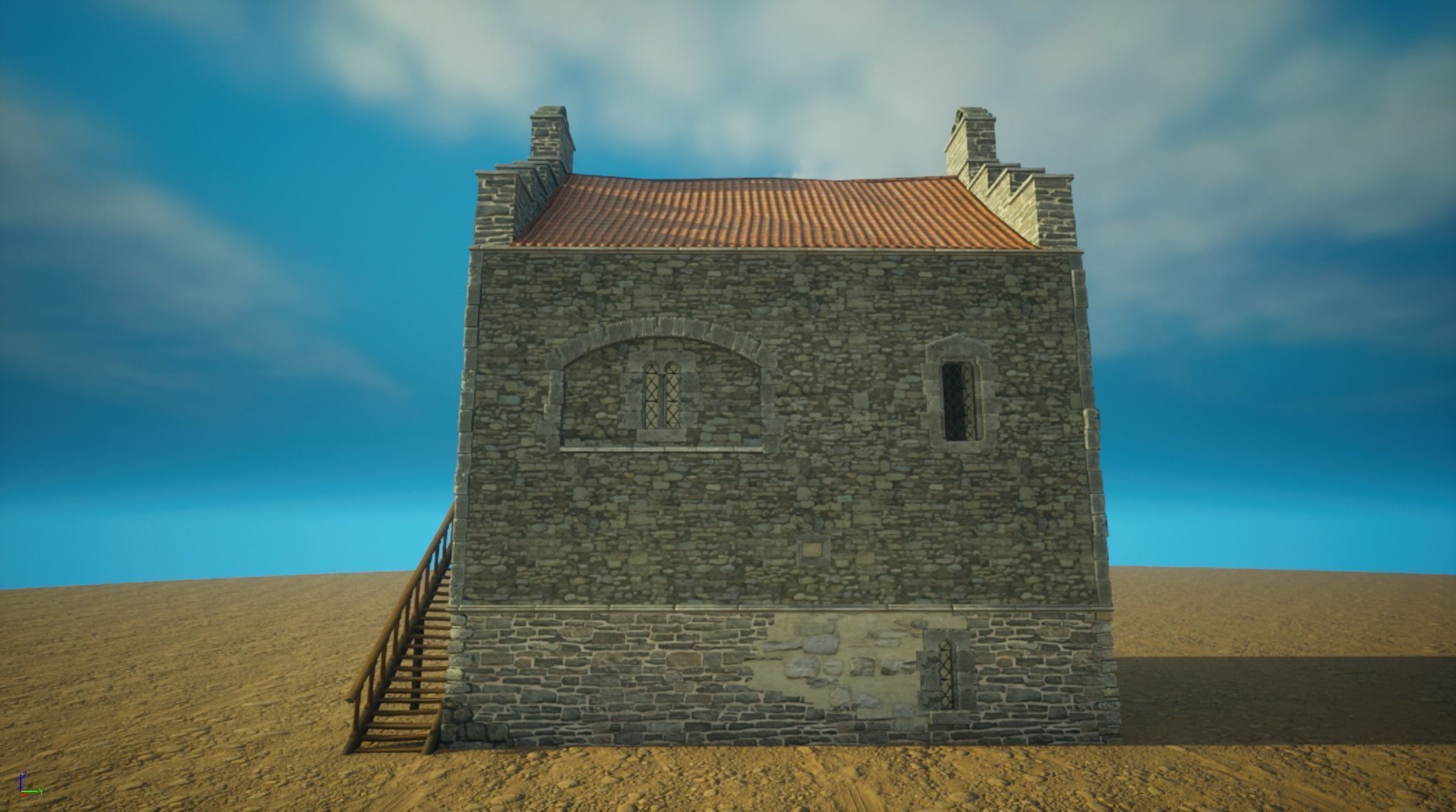 Medieval old House10-interior and exterior design Low-poly 3D model_2