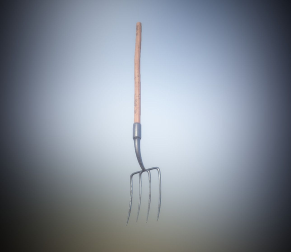 Low-Poly Pitchfork 4 spikes Farming tool Editorial License Low-poly 3D model