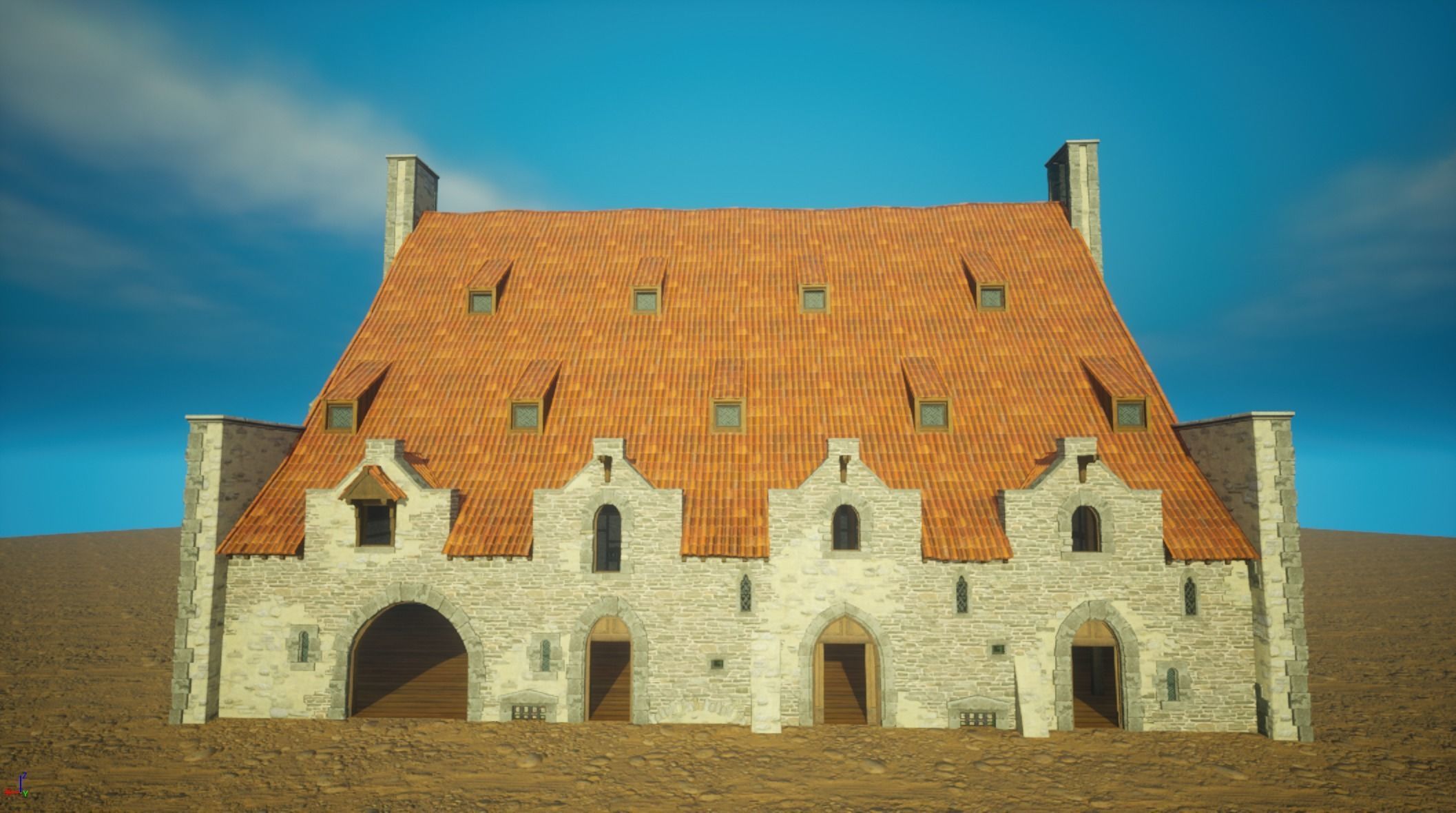 Medieval old build11-interior and exterior design Low-poly 3D model_1