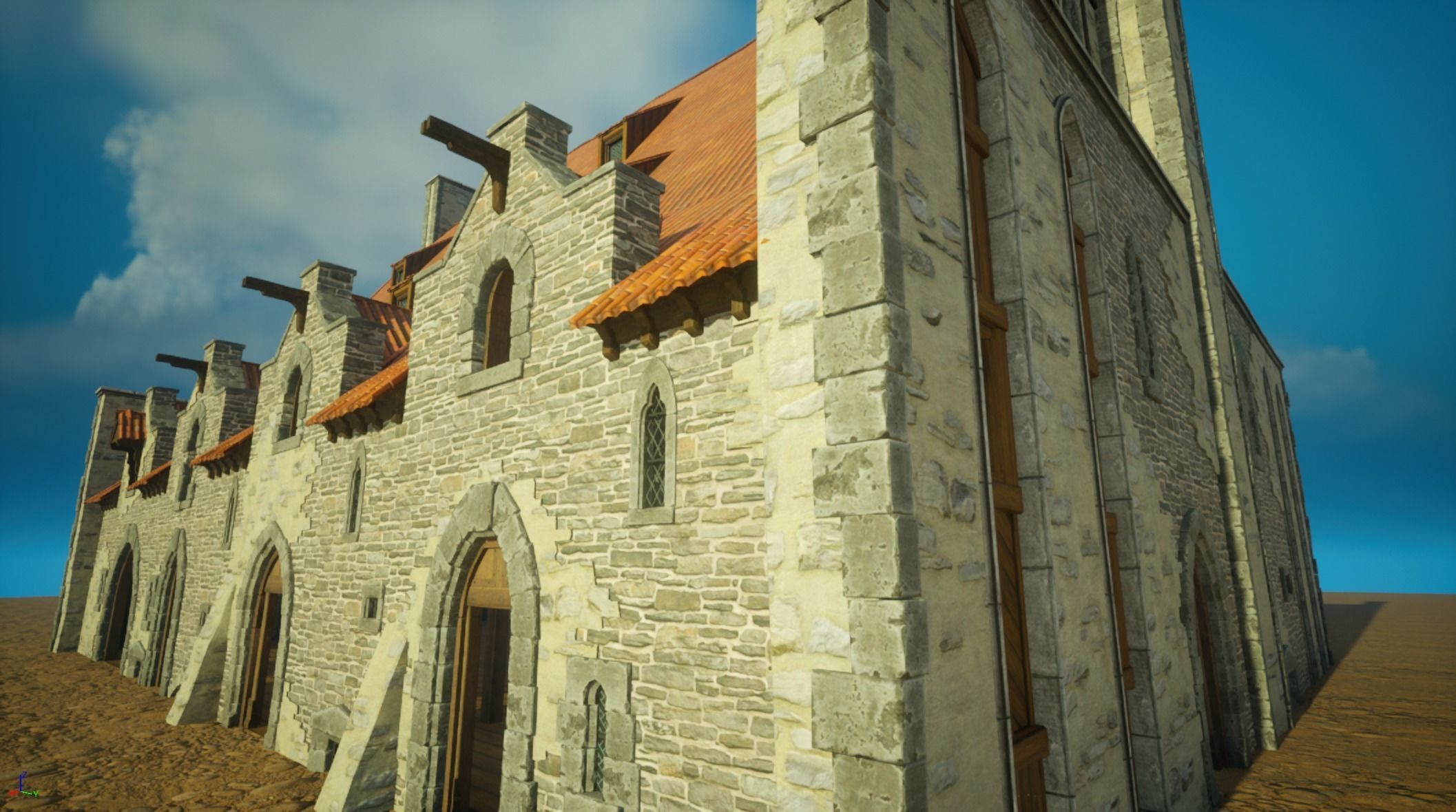 Medieval old build11-interior and exterior design Low-poly 3D model_12