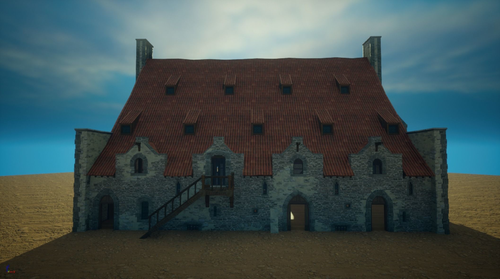 Medieval old build11-interior and exterior design Low-poly 3D model_4