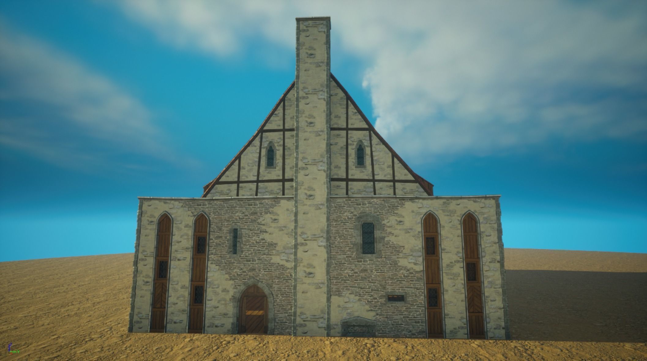 Medieval old build11-interior and exterior design Low-poly 3D model_2