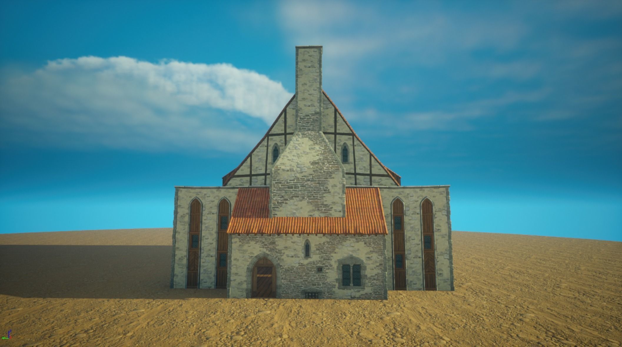 Medieval old build11-interior and exterior design Low-poly 3D model_8