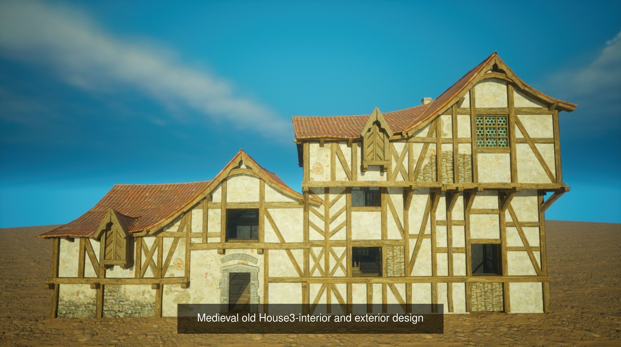 Next gen Medieval old Houses  interior and exterior design pack 3D Model Collection_5