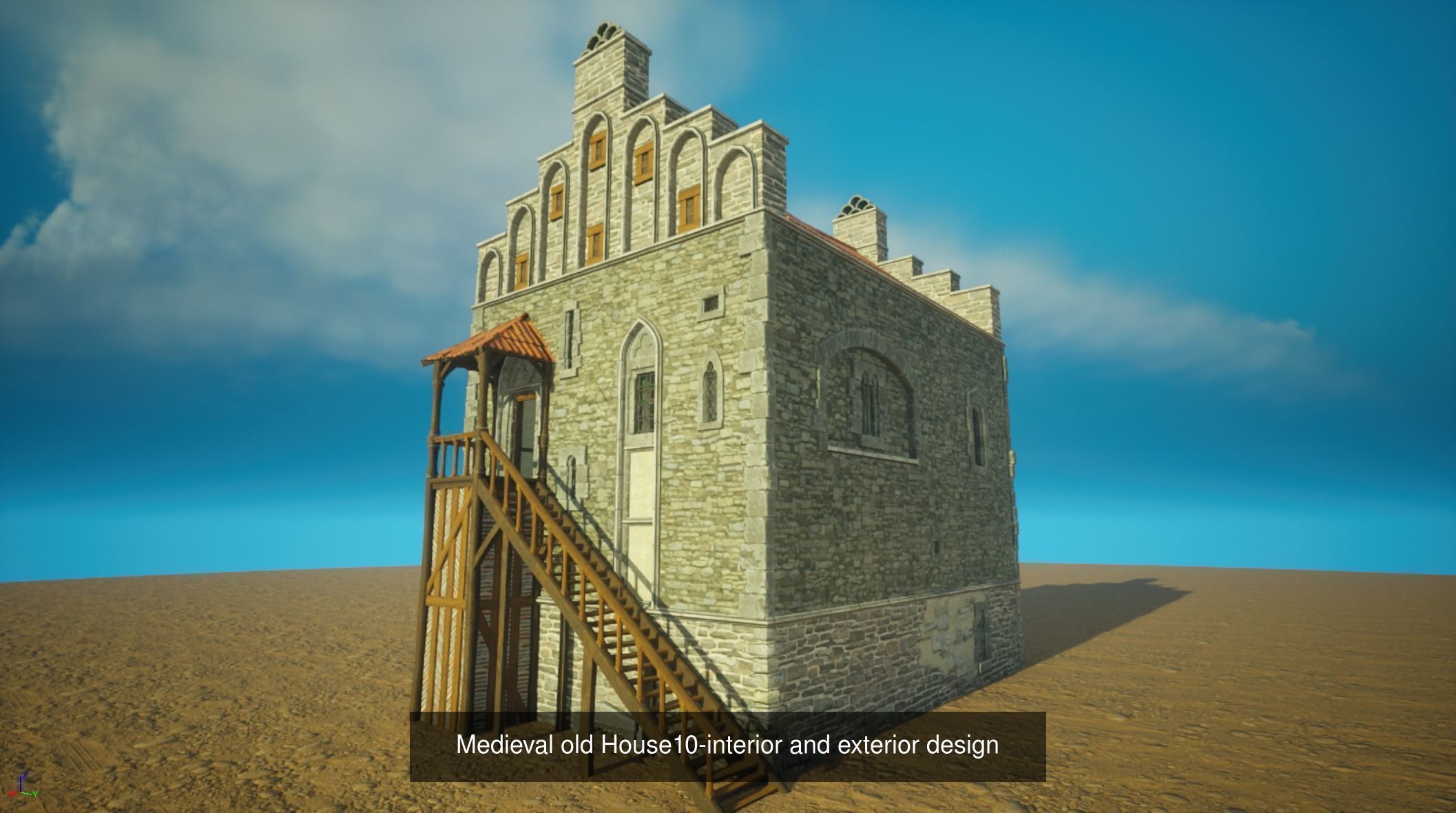 Next gen Medieval old Houses  interior and exterior design pack 3D Model Collection_12