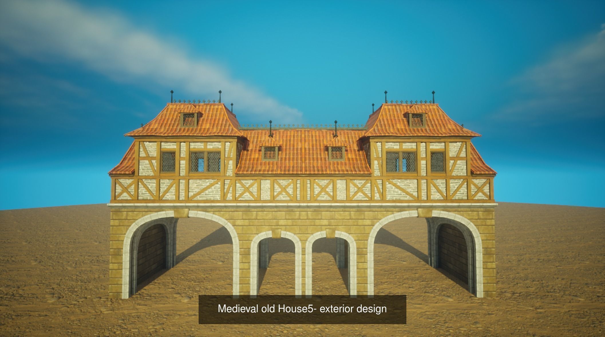 Next gen Medieval old Houses  interior and exterior design pack 3D Model Collection_7
