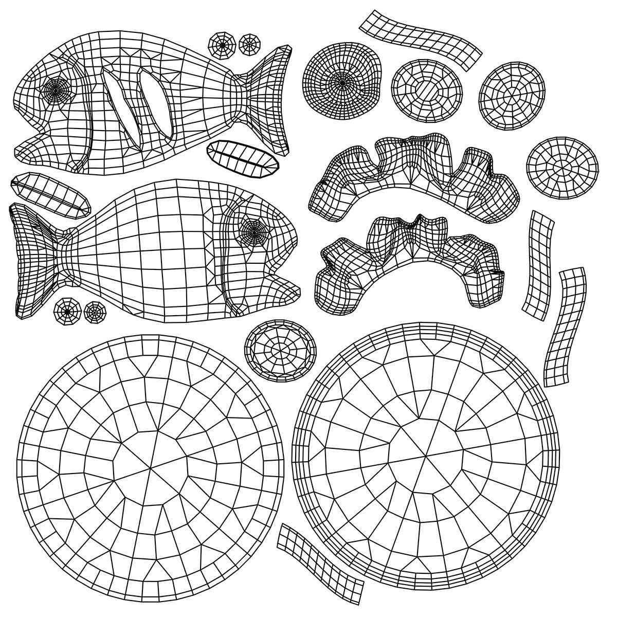 Cartoon Cooked Fish Low-poly 3D model_7