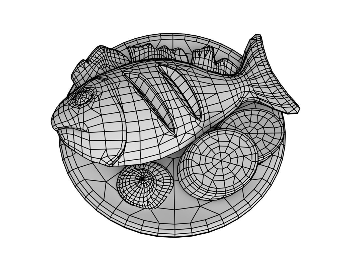 Cartoon Cooked Fish Low-poly 3D model_5