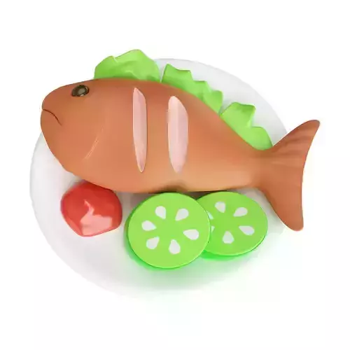 Cartoon Cooked Fish Low-poly 3D model