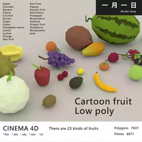 Cartoon fruit Low poly