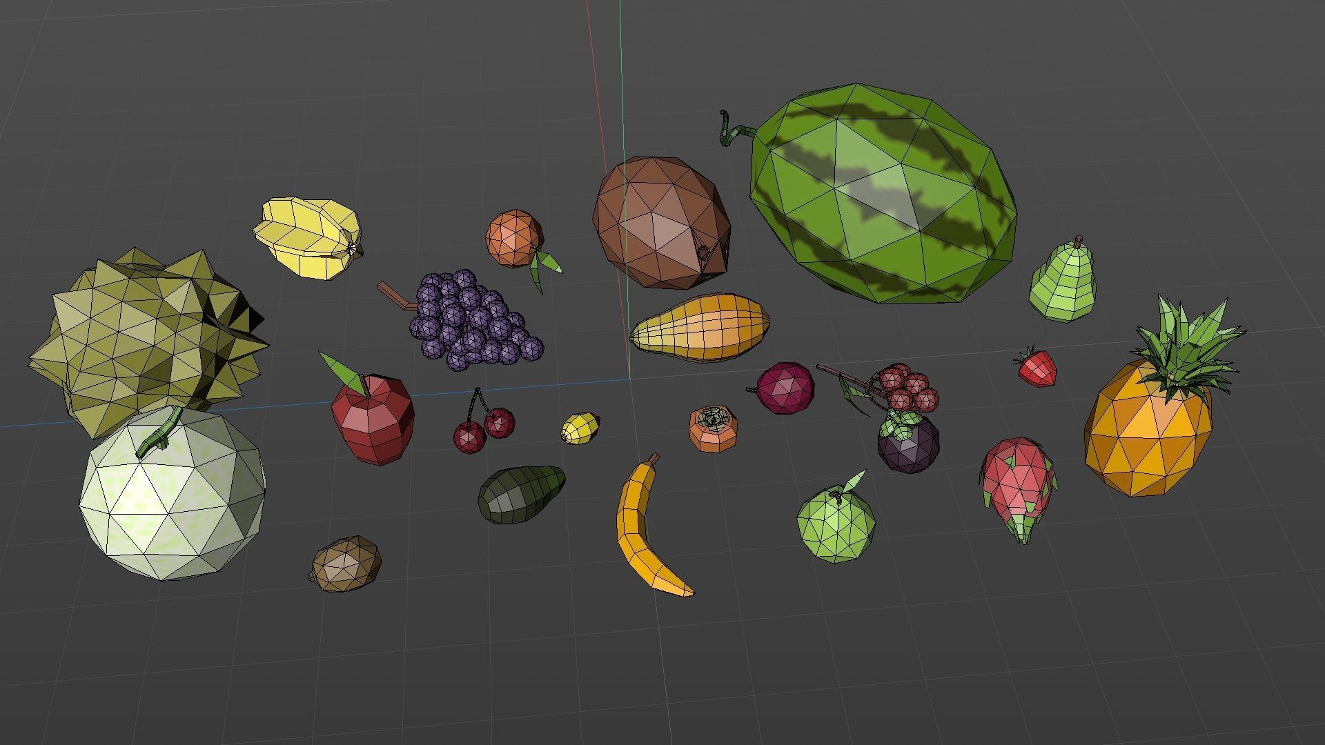 Cartoon fruit Low poly Low-poly 3D model_6