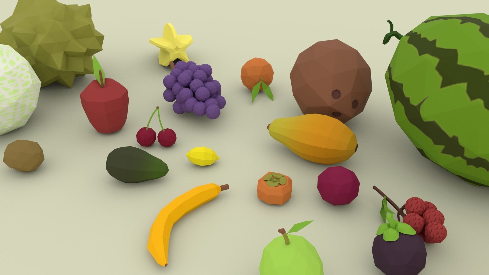 Cartoon fruit Low poly Low-poly 3D model_3