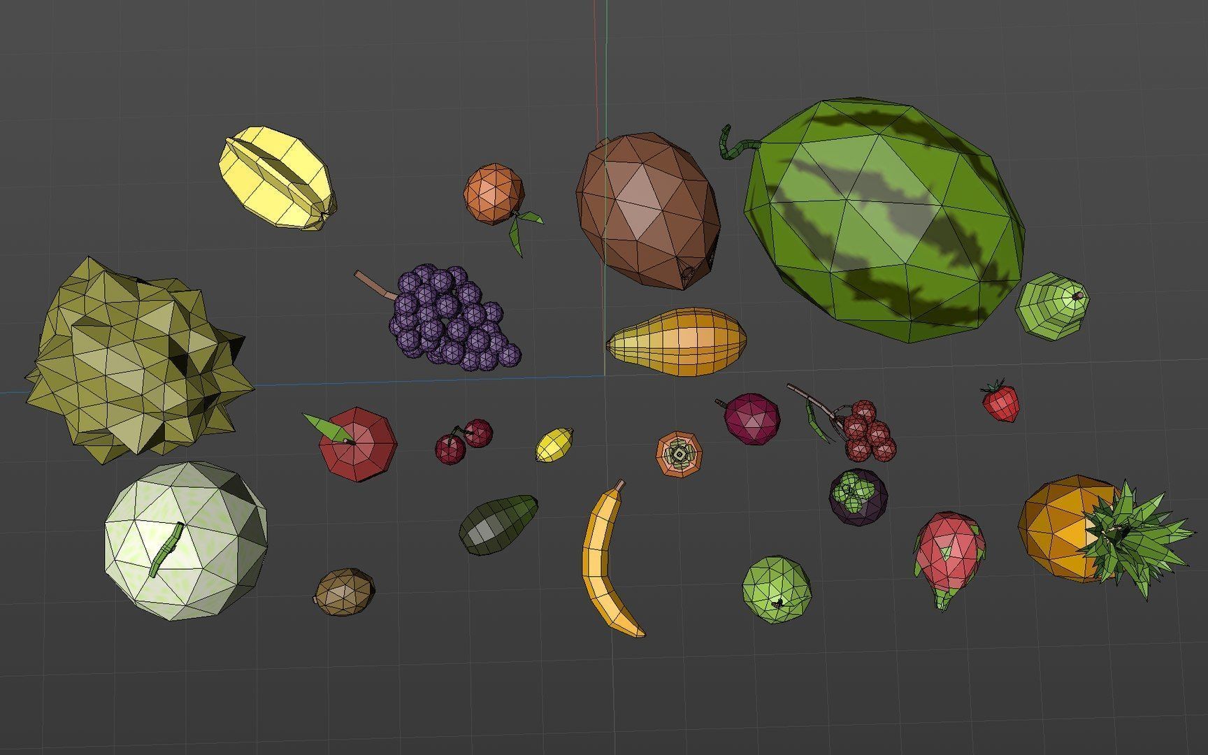 Cartoon fruit Low poly Low-poly 3D model_7