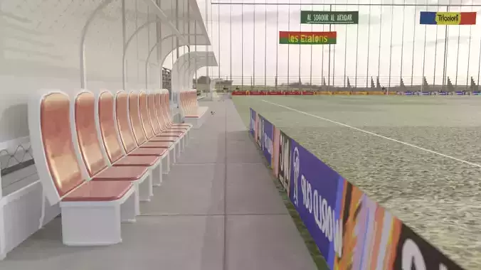 Football field Low-poly 3D model