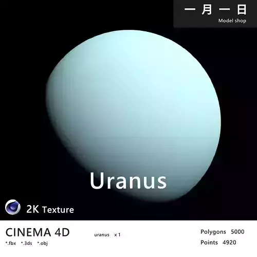 Realistic planet Uranus Low-poly 3D model