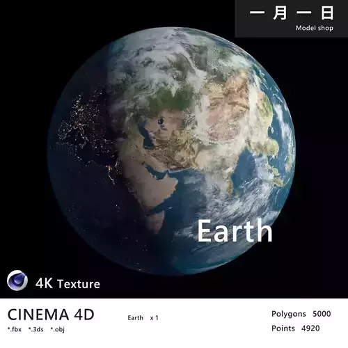 Realistic planet Earth Low-poly 3D model