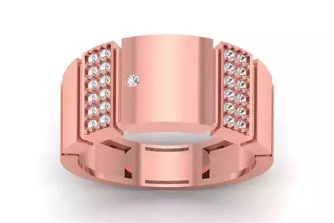 Solitaire Wedding Engagement Men Ring 3dm STL OBJ FBX details 3D print model