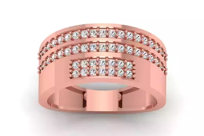 Solitaire Wedding Engagement Men Ring 3dm STL OBJ FBX details 3D print model