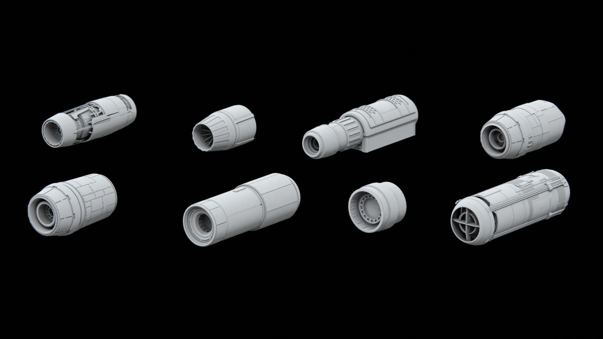 Sci-Fi KitBash Engine Pack II - Star Wars 3D model_10