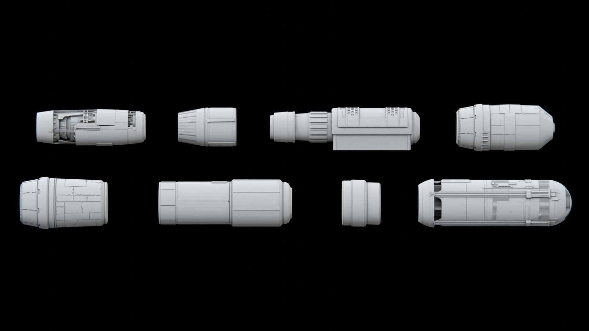 Sci-Fi KitBash Engine Pack II - Star Wars 3D model_1