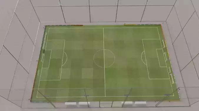 Football training pitch and training equipment Low-poly 3D model