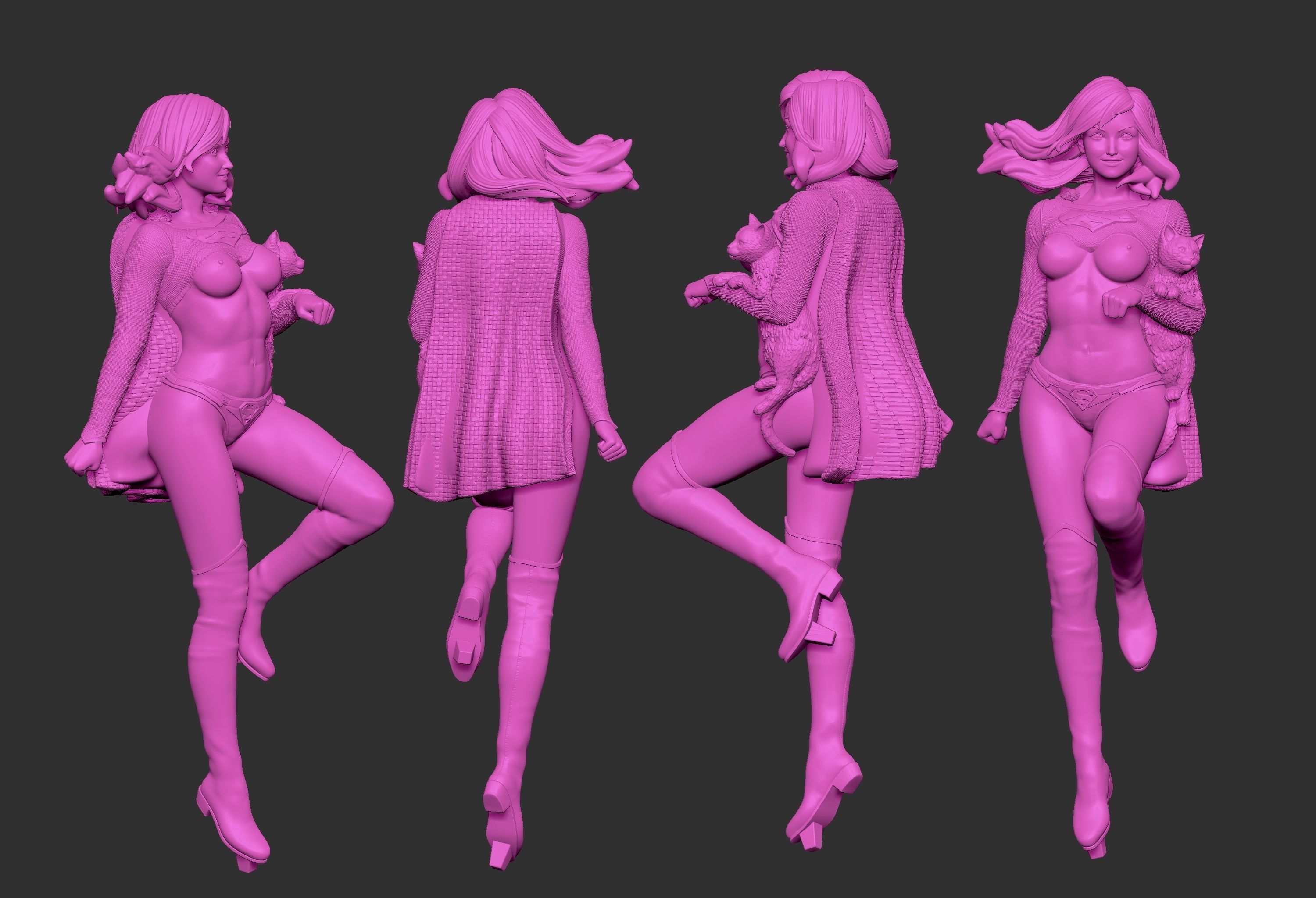 SUPERGIRL woman in poses 3D print model_25