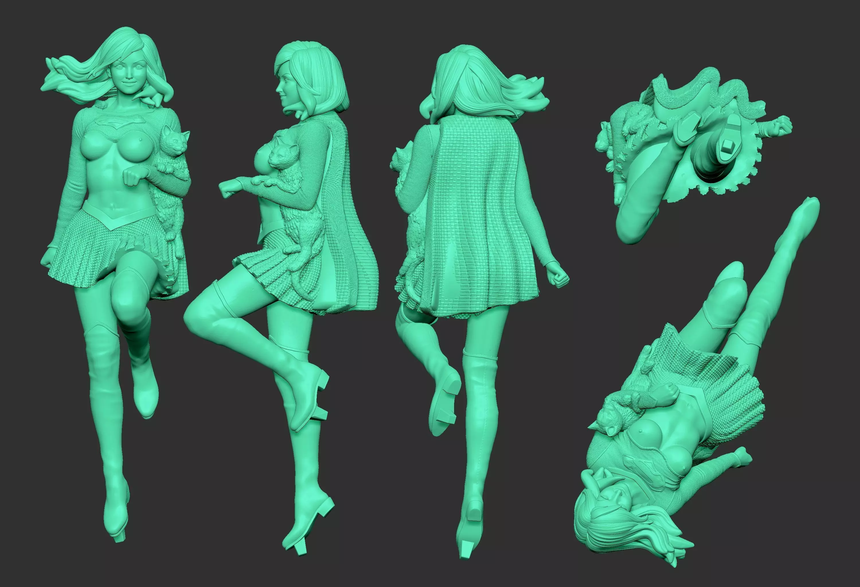 SUPERGIRL woman in poses 3D print model_0