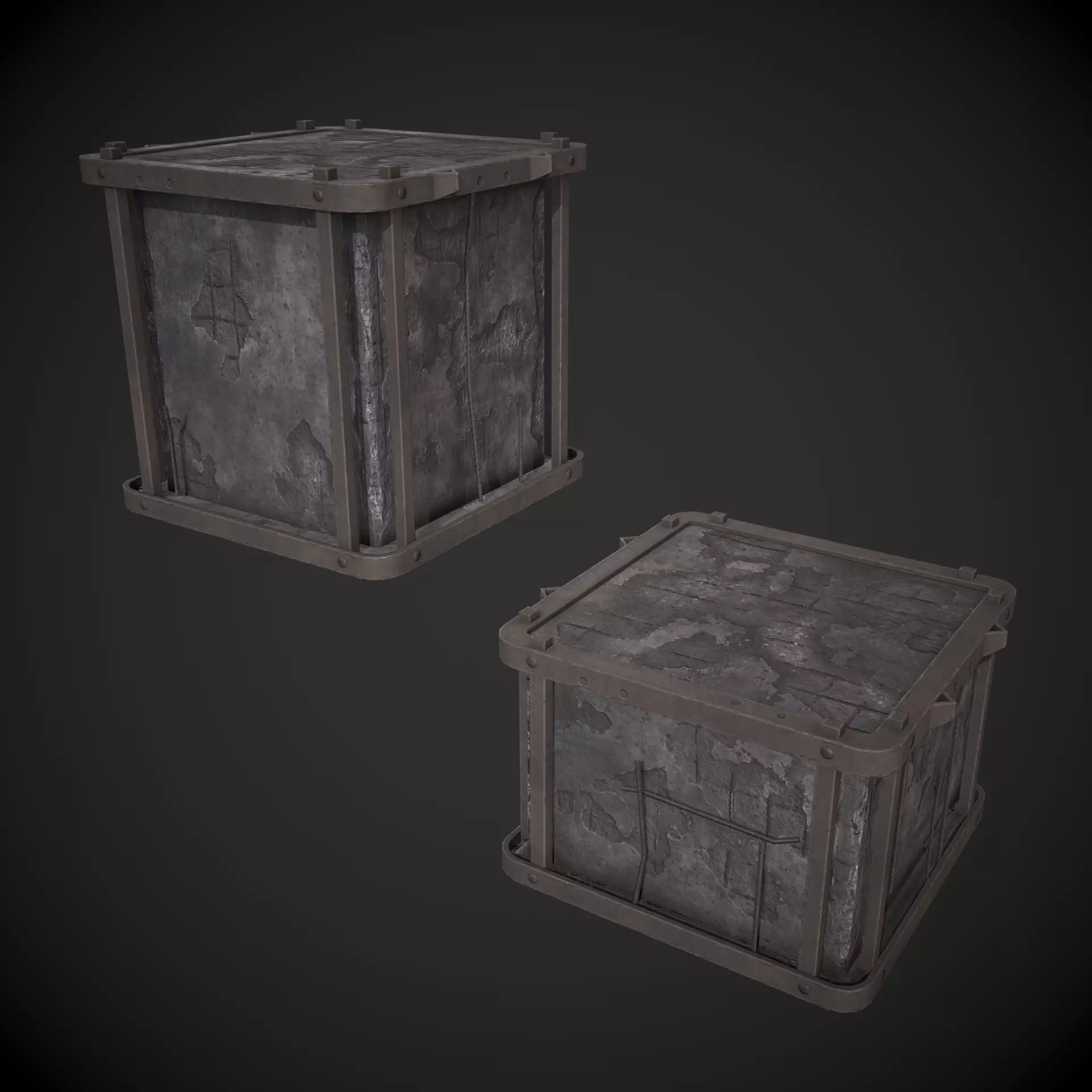 Concrete Box Low-poly 3D model