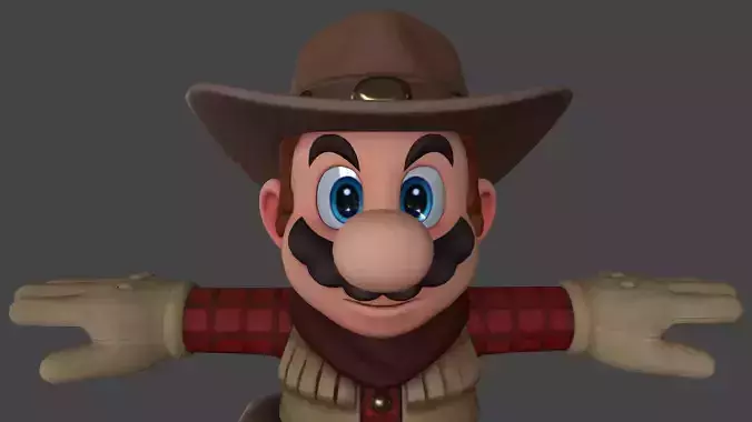 BROS-020 Mario Cowboy Low-poly 3D model