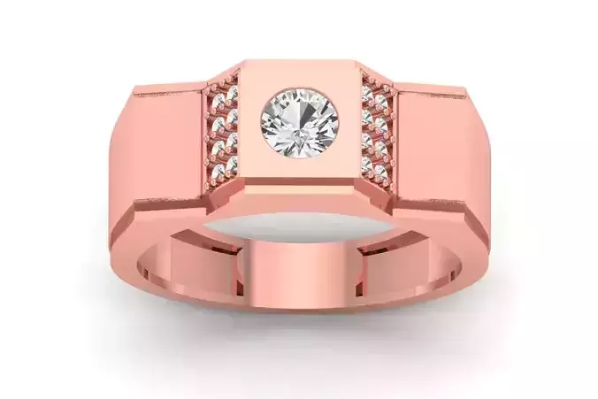 Solitaire Wedding Engagement Men Ring 3dm STL OBJ FBX details