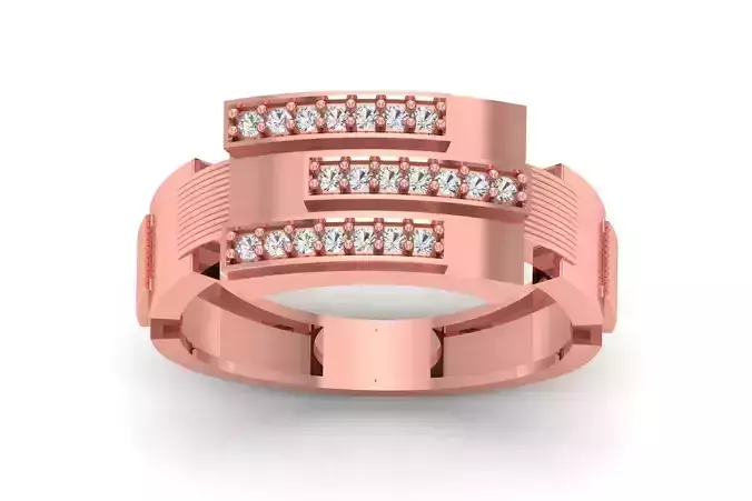 Solitaire Wedding Engagement Men Ring 3dm STL OBJ FBX details