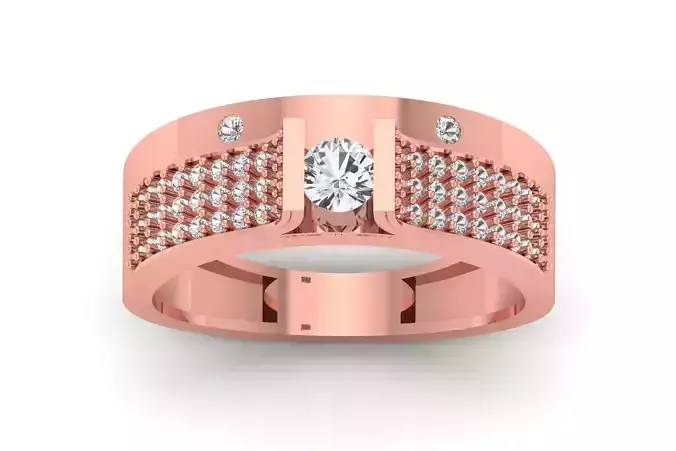 Solitaire Wedding Engagement Men Ring 3dm STL OBJ FBX details