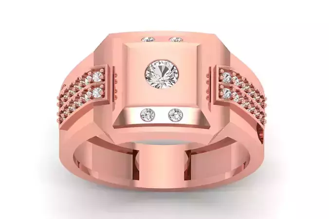 Solitaire Wedding Engagement Men Ring 3dm STL OBJ FBX details