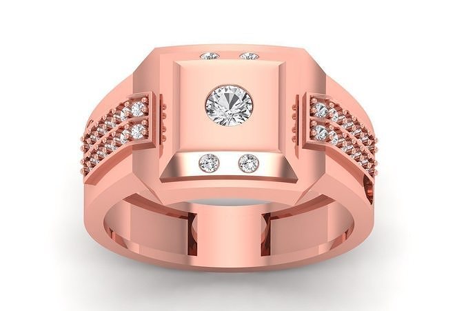 Solitaire Wedding Engagement Men Ring 3dm STL OBJ FBX details 3D print model