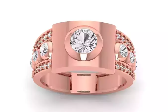 Solitaire Wedding Engagement Men Ring 3dm STL OBJ FBX details