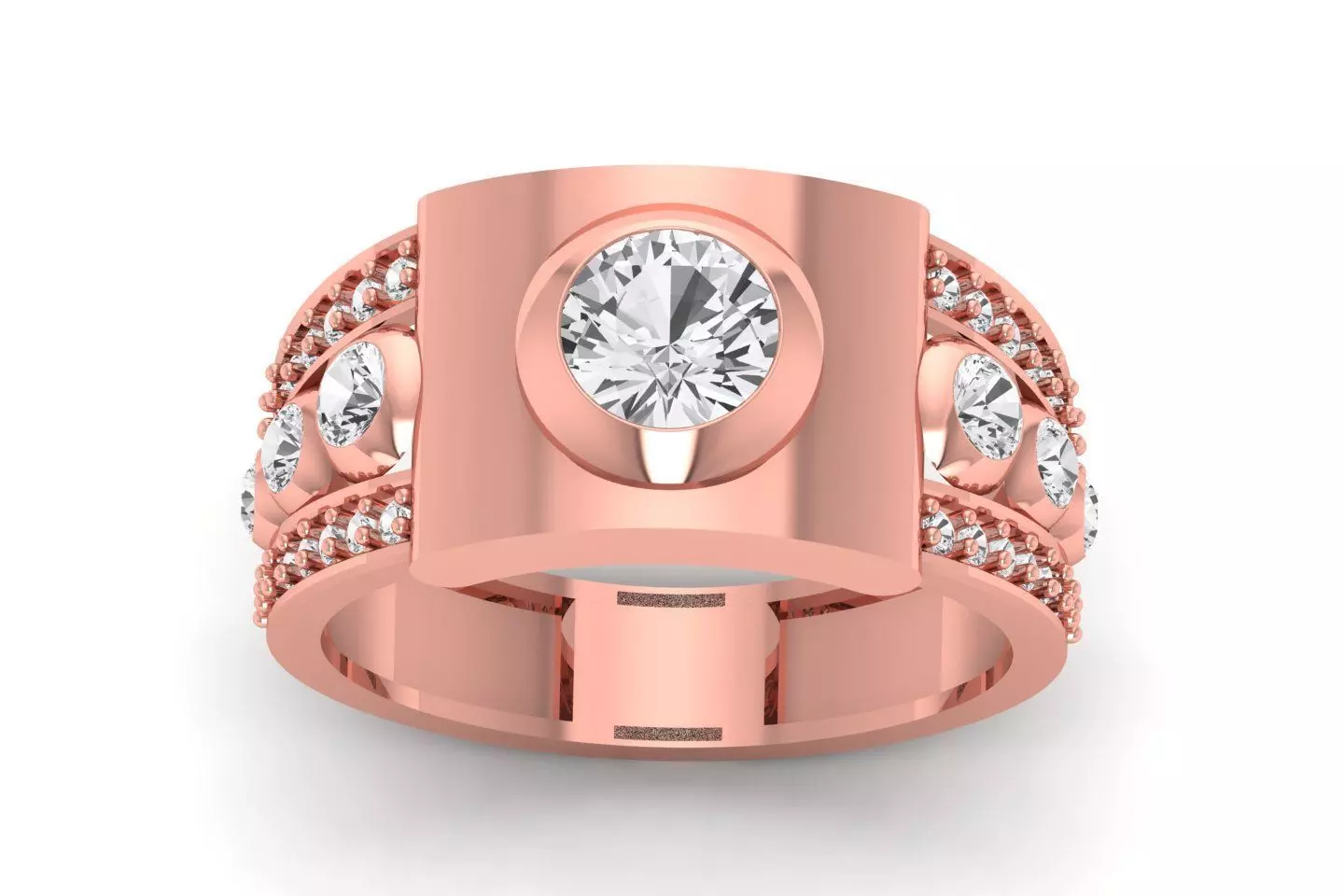 Solitaire Wedding Engagement Men Ring 3dm STL OBJ FBX details 3D print model_0