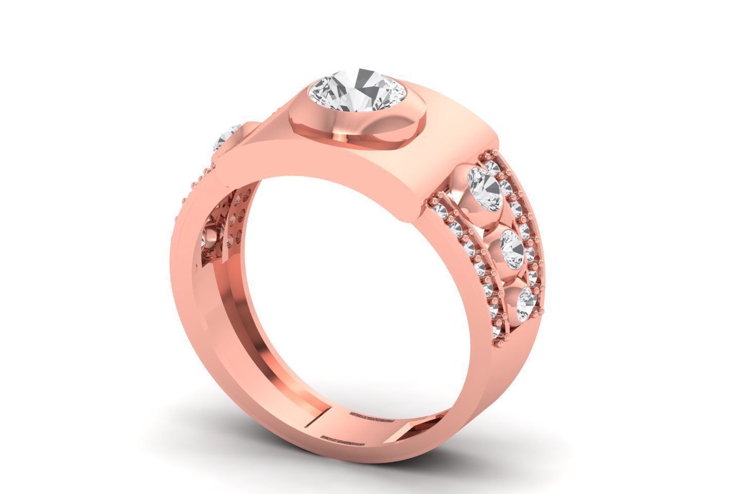 Solitaire Wedding Engagement Men Ring 3dm STL OBJ FBX details 3D print model_1