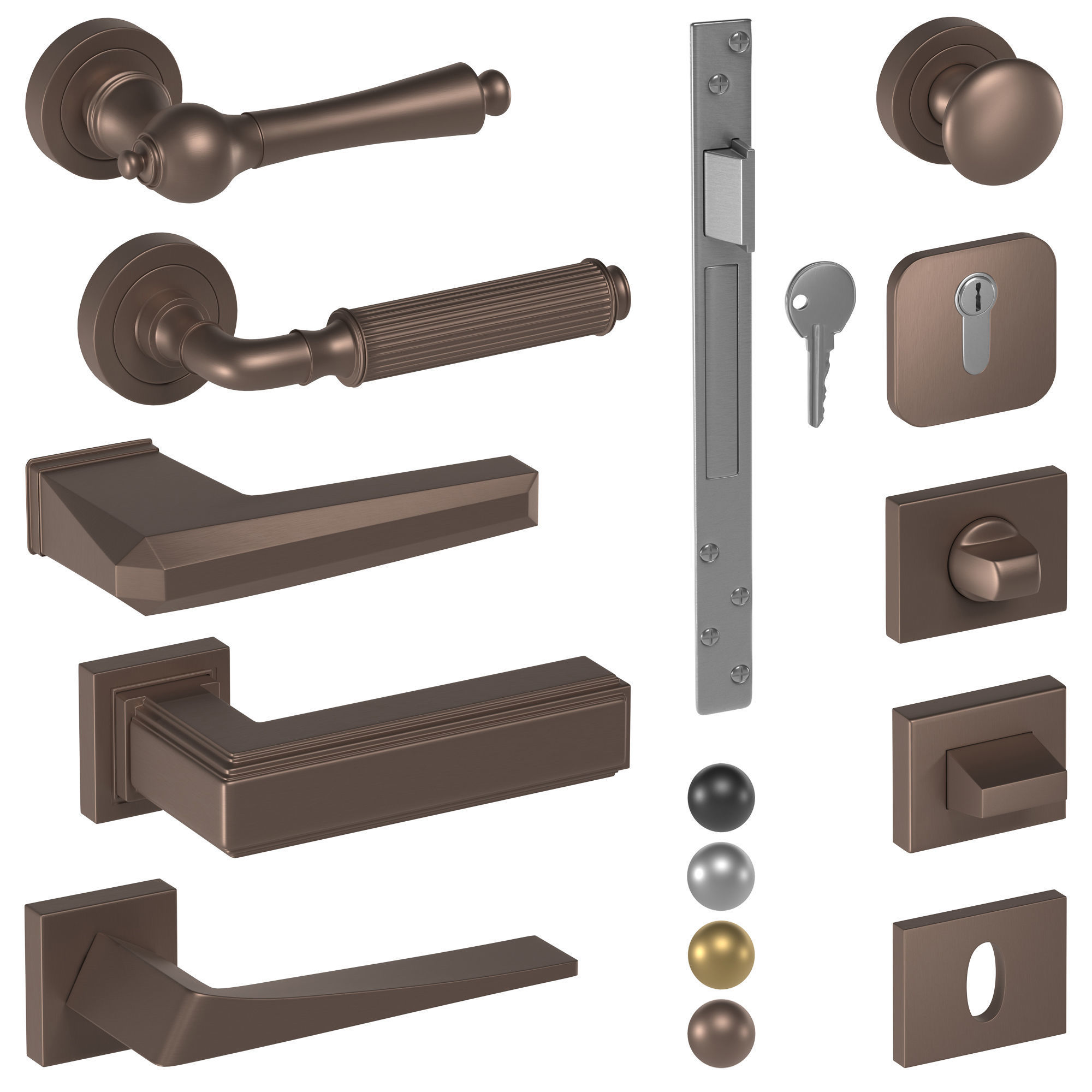 Door Handles Collection 3D model_9