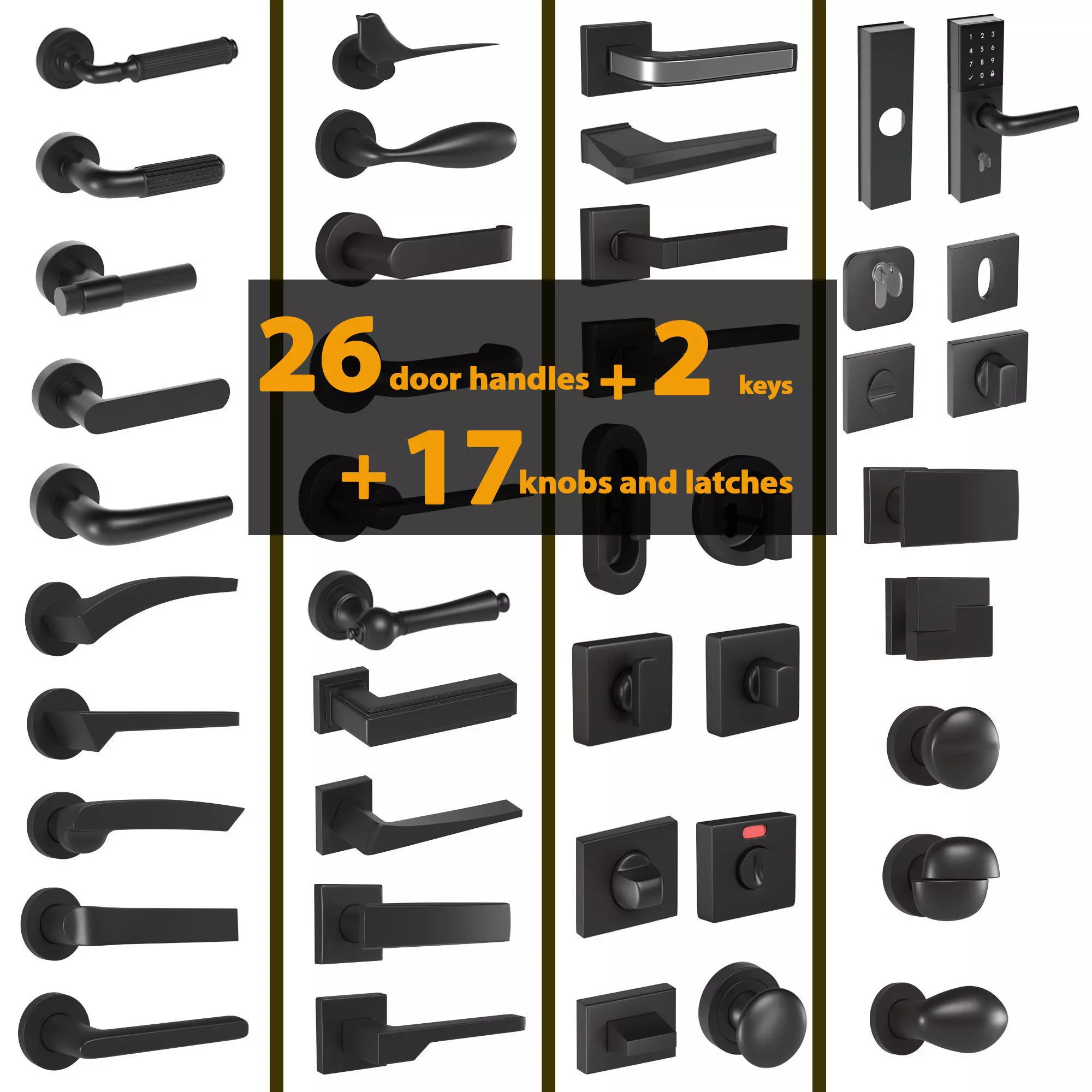 Door Handles Collection 3D model_0