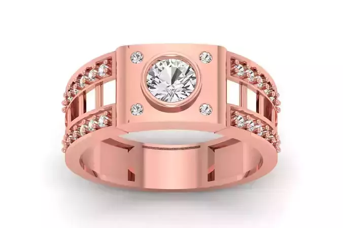 Solitaire Wedding Engagement Men Ring 3dm STL OBJ FBX details